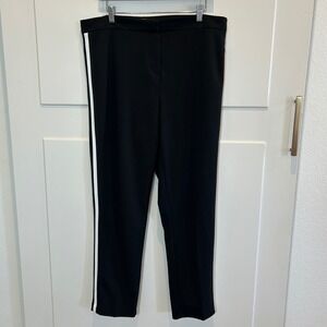 Calvin Klein Womens Black White Side Stripe Dress Pants Trousers Tuxedo Size 16